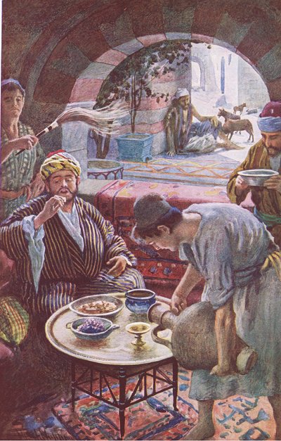 Den rige mand og Lazarus, illustration fra Harold Copping Pictures: The Crown Series, ca. 1920