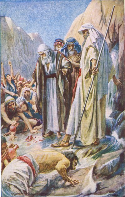 Klippeslagningen, illustration fra Pictures That Teach The Crown Series , 1920 af Harold Copping