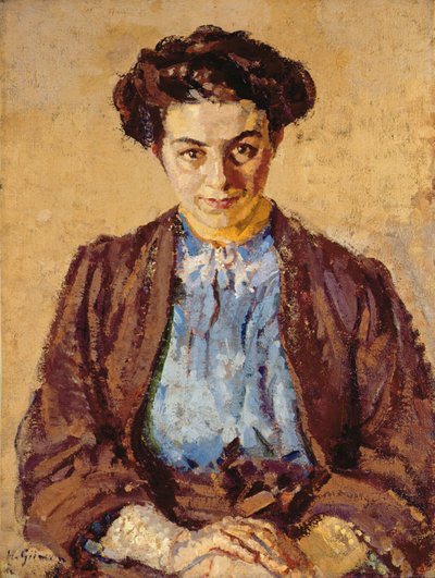 Den blå bluse, portræt af Elene Zompolides (1880-1958) (olie på lærred) af Harold Gilman