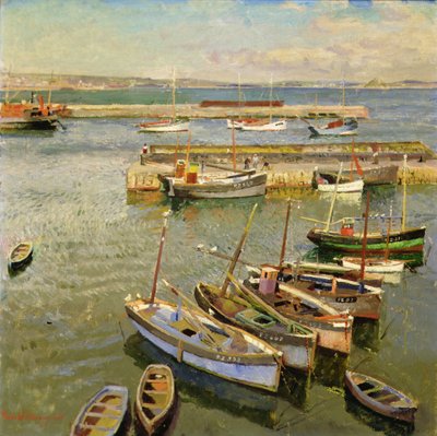 Både, Newlyn Harbor af Harold Harvey