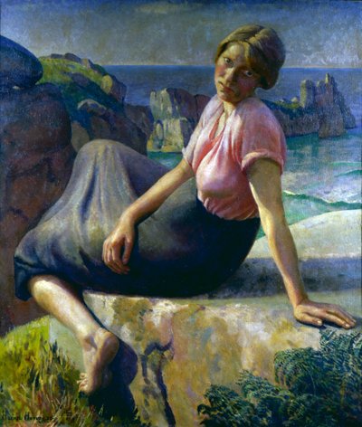 Pige på en klippe af Harold Harvey