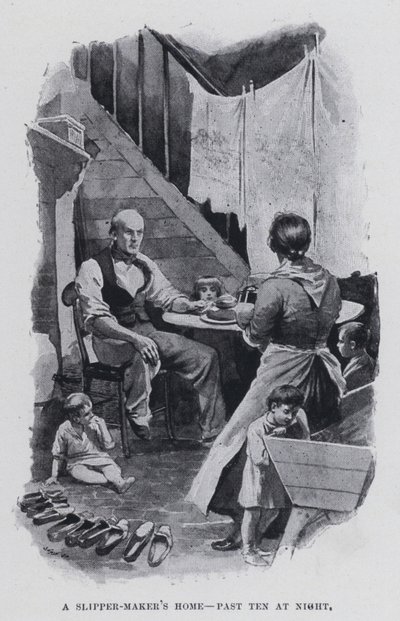 Hjemme hos en hjemmeskomager, over ti om natten (s/h-billede) af Harold Hume Piffard