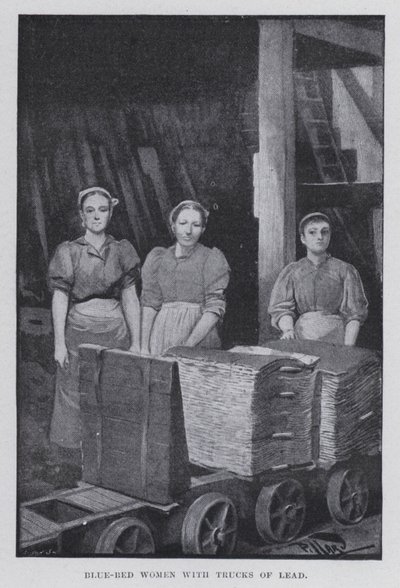 Blå-seng kvinder med lastbiler af bly (s/h foto) af Harold Hume Piffard