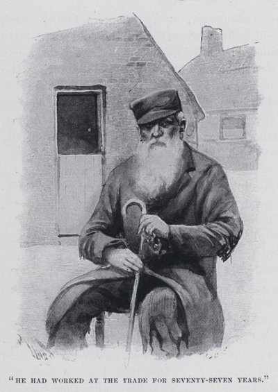 "Han havde arbejdet i handelen i syvoghalvfjerds år" (s/h-billede) af Harold Hume Piffard