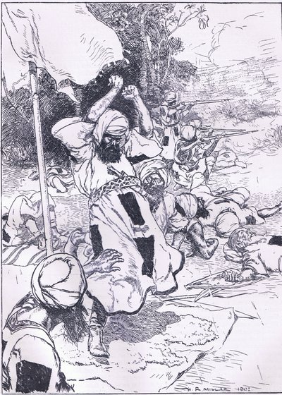 The death of the Khalifa, illustration fra Cassells History of England, 1900-tallet af Harold Robert Millar