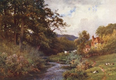 Et vandløb nær Shalford (farvelitografi) af Harold Sutton Palmer