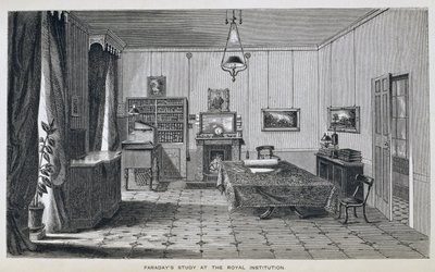Michael Faradays undersøgelse på anden sal ved The Royal Institution, fra Henry Bence Jones 
