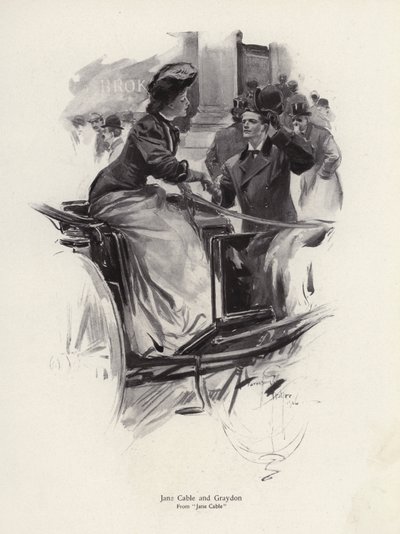 Karakterer Jane Cable og Graydon fra romanen Jane Cable, af George Barr McCutcheon (litho) af Harrison Fisher