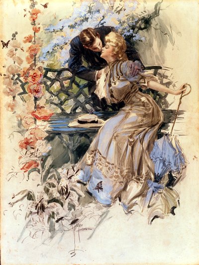 Engagement Days, 1906 (wc på papir) af Harrison Fisher
