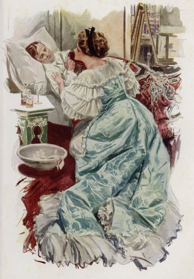 Illustration til "When a Man Marries" af Mary Roberts Rinehart (farve litografi) af Harrison Fisher