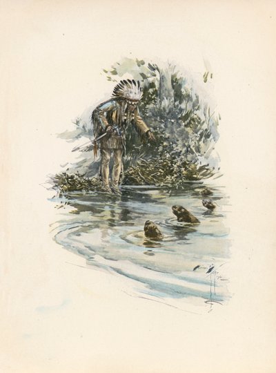 Longfellows sang om Hiawatha (farvelitografi) af Harrison Fisher