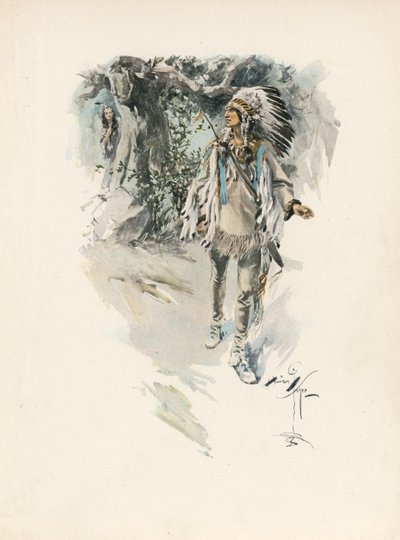 Longfellows sang om Hiawatha (farvelitografi) af Harrison Fisher