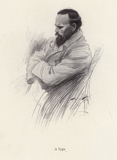 Portræt af en siddende mand (litho) af Harrison Fisher
