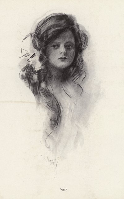 Portræt af en ung pige ved navn Peggy (litho) af Harrison Fisher