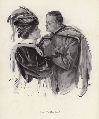 Scene fra The Man Hunt (litho) af Harrison Fisher