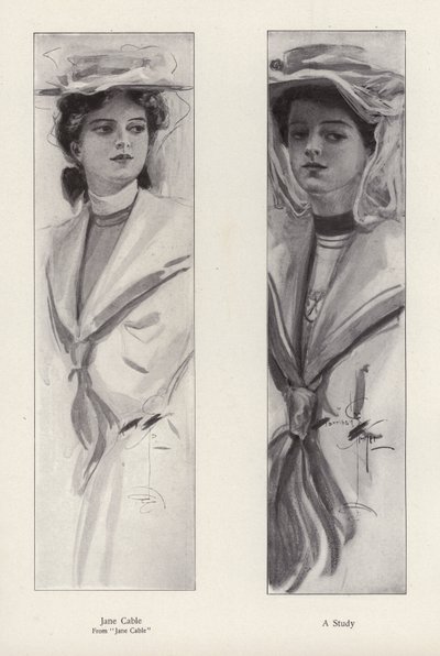 Karakteren Jane Cable fra romanen Jane Cable, af George Barr McCutcheon (litho) af Harrison Fisher