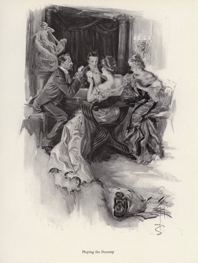 To par spiller kort til en aftenfest (litho) af Harrison Fisher