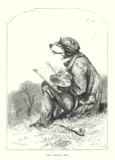 Sjove hunde: Den kunstneriske hund (gravering) af Harrison William Weir