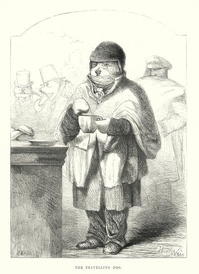 Sjove hunde: Den rejsende hund (gravering) af Harrison William Weir