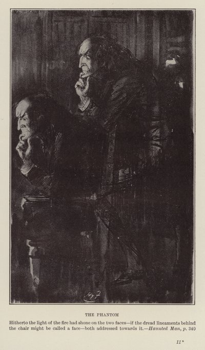 Julebøger af Charles Dickens: Den hjemsøgte mand (litografi) af Harry (after) Furniss