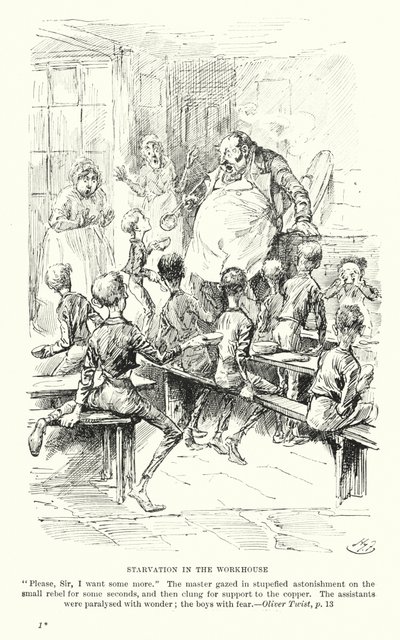 Illustration til Oliver Twist af Charles Dickens (litografi) af Harry (after) Furniss