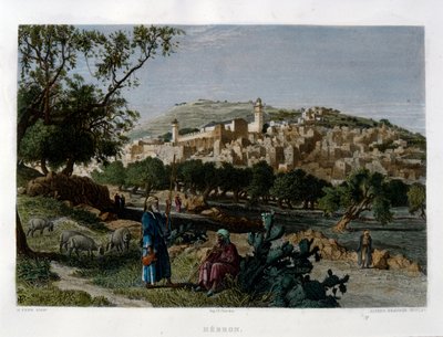 Hebron, graveret af Alfred Krausse efter et billede af Harry Fenn, udgivet i Picturesque Palestine, omkring 1875 af Harry ) Fenn