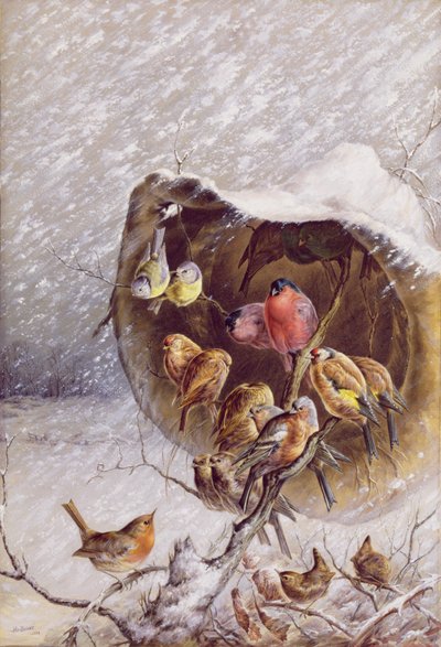 I ly for snestormen, 1896 (olie & wc) af Harry Bright