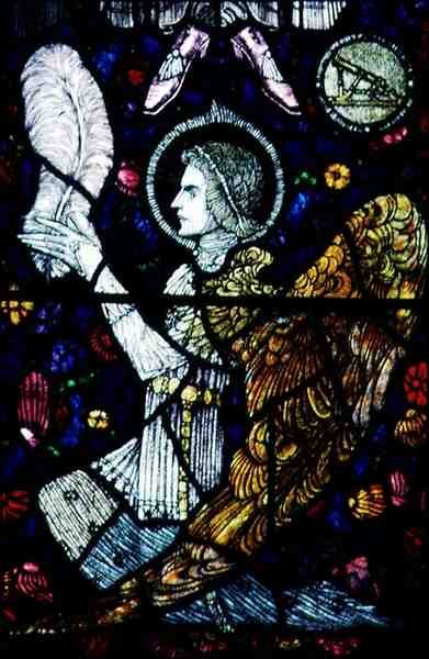 Angel, af Harry Clarke (1889-1931), 20. århundrede (farvet glas) (detalje af 32286) af Harry Clarke