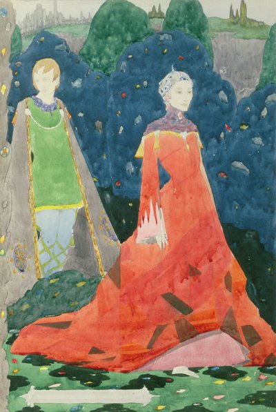 Design til Geneve Window, der viser grevinden Cathleen (wc på papir) af Harry Clarke