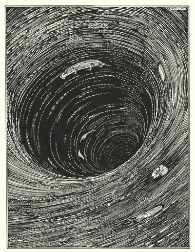 Edgar Allan Poe: Nedstigning i malstrømmen (litografi) af Harry Clarke