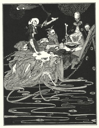 Edgar Allan Poe: Kong Pest (litografi) af Harry Clarke