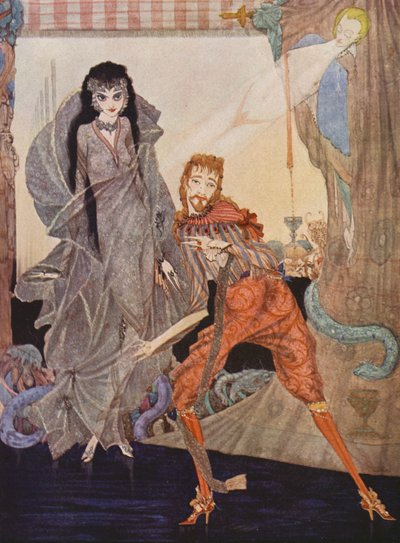Edgar Allan Poe: Ligeia (farvelitografi) af Harry Clarke