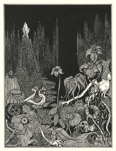 Edgar Allan Poe: Stilhed (litografi) af Harry Clarke