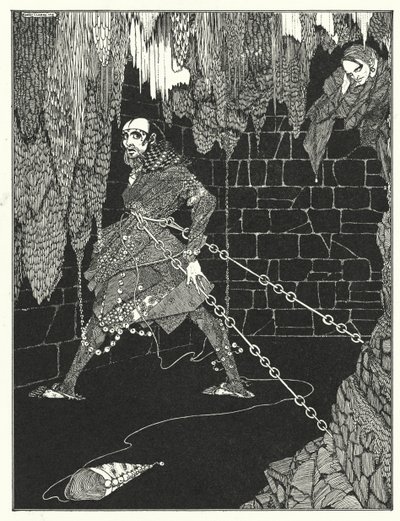 Edgar Allan Poe: The Cask of Amontillado (litografi) af Harry Clarke