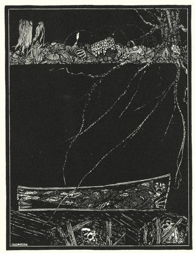 Edgar Allan Poe: Den for tidlige begravelse (litho) af Harry Clarke