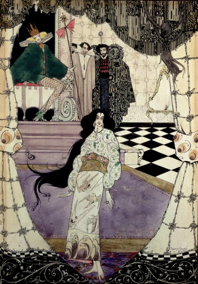 Illustration fra Den Lille Havfrue, 1914 (wc, pen og blæk) af Harry Clarke