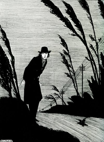 Midt i det hele var et koldt hvidt ansigt af Harry Clarke