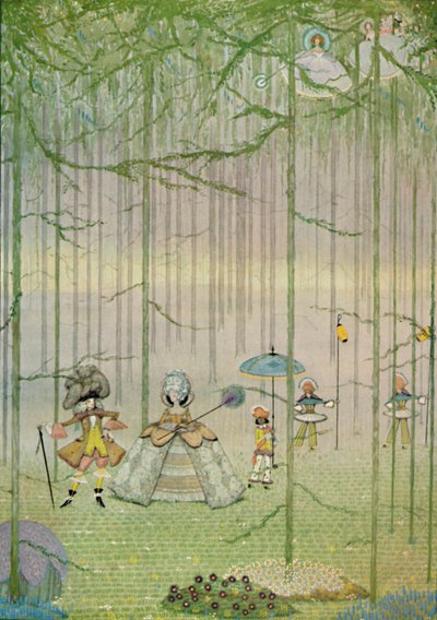 Riquet med Tuften. Fra Charles Perraults eventyr. Vandfarvetegning, 1923 af Harry Clarke