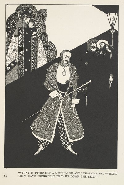 Lykkens Galoscher. "Det er nok et kunstmuseum," tænkte han, "hvor de har glemt at tage skiltet ned". af Harry Clarke