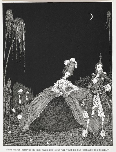 "Prinsen troede, at han havde givet hende mere vid, end han havde reserveret til sig selv." Illustration til historien, 