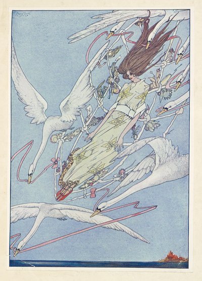 De vilde svaner. Hele dagen fløj de videre gennem luften. af Harry Clarke