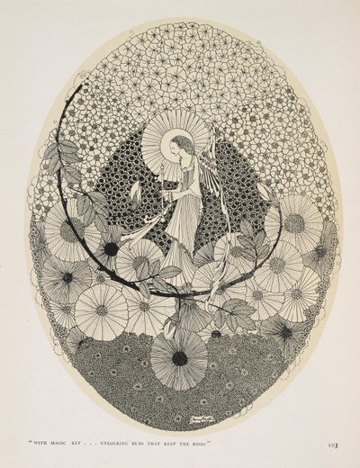 Tulevaan kevääseen. "Taikaavaimella... avaamalla ruusut pitävät silmut". af Harry Clarke