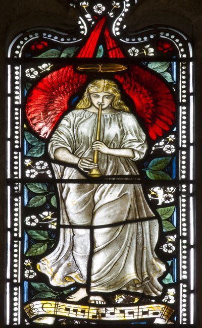 Musical Angel, 1876 (farvet glas) af Harry Ellis Wooldridge
