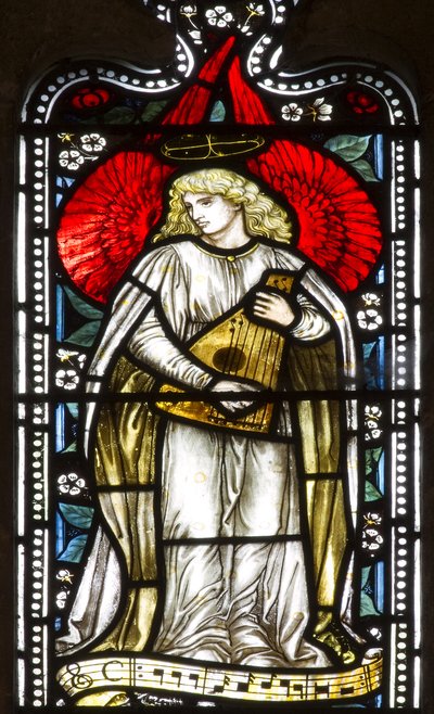 Musical Angel, 1876 (farvet glas) af Harry Ellis Wooldridge
