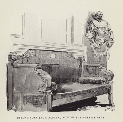 Byrons sofa fra Albany, nu i Garrick Club af Harry Furniss