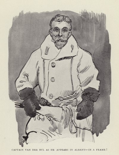 Kaptajn Van der Byl, som han dukker op i Albany, i en ramme! af Harry Furniss
