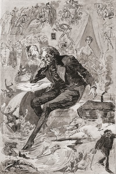 David Copperfield. Illustration af Harry Furniss til Charles Dickens-romanen David Copperfield, fra The Testimonial Edition, udgivet 1910. af Harry Furniss