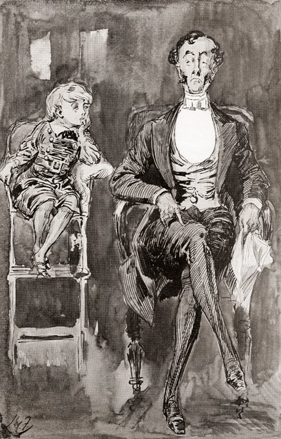 Illustration af Harry Furniss til Charles Dickens-romanen Dombey and Son, fra The Testimonial Edition, udgivet 1910. af Harry Furniss