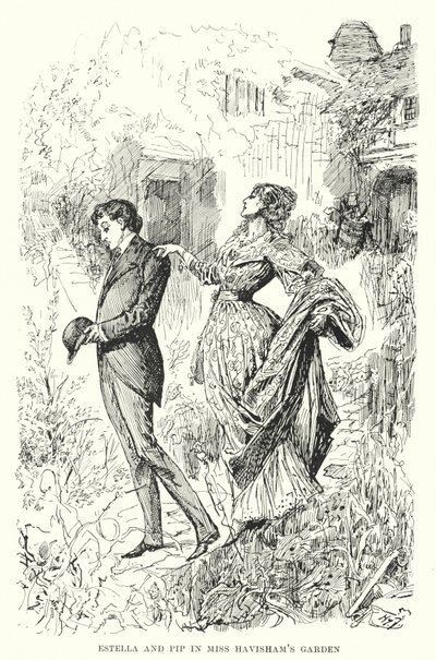 Illustration til store forventninger af Charles Dickens (litho) af Harry Furniss
