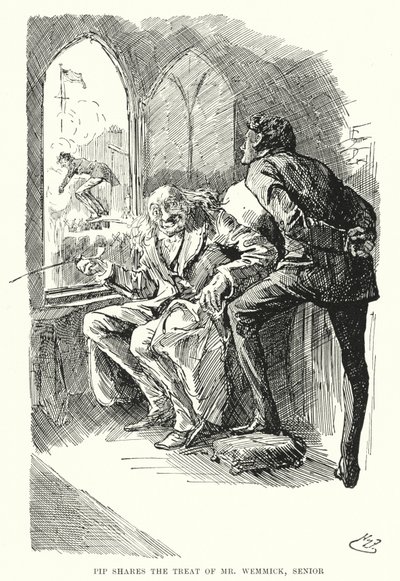 Illustration til store forventninger af Charles Dickens (litho) af Harry Furniss